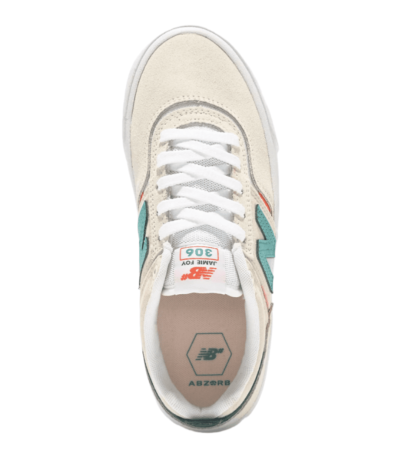 New Balance Numeric Kids 306 Jamie Foy Cream 2C Teal 26 Orange Skate Shoes 374094 alt1 US