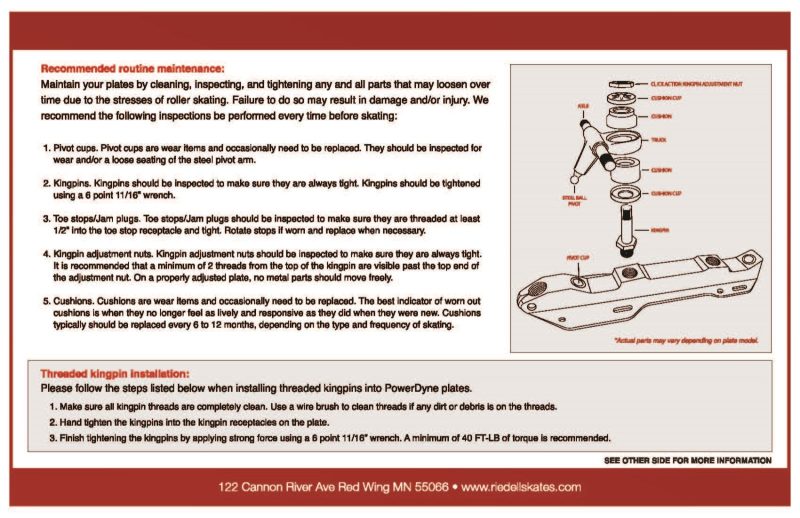 PowerDyne General Roller Plate Maintenance Card