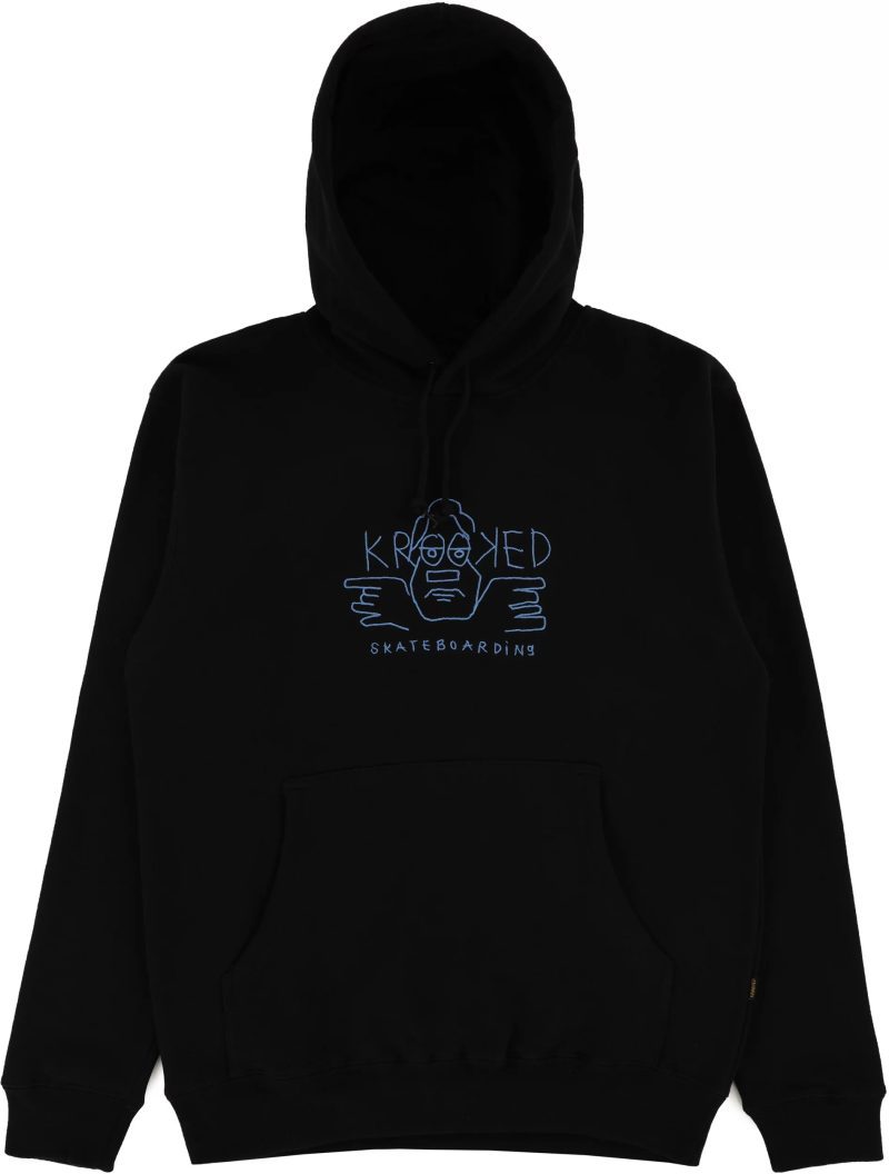 krooked arketype raw embroidered hoodie black blue