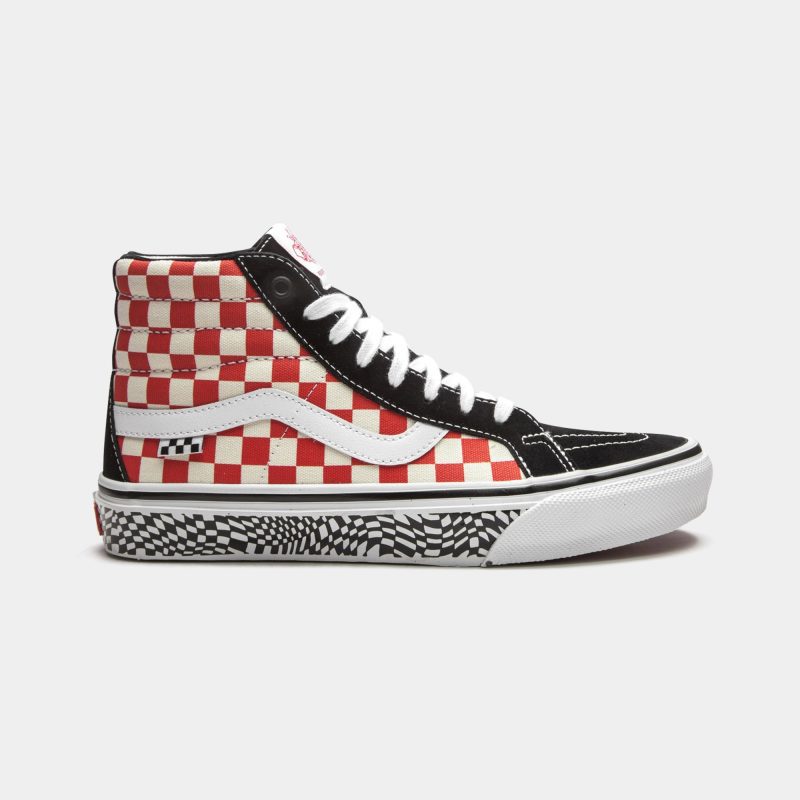 vans skate sk8 hi reissue grosso 84 black red check vn0a5kyr428